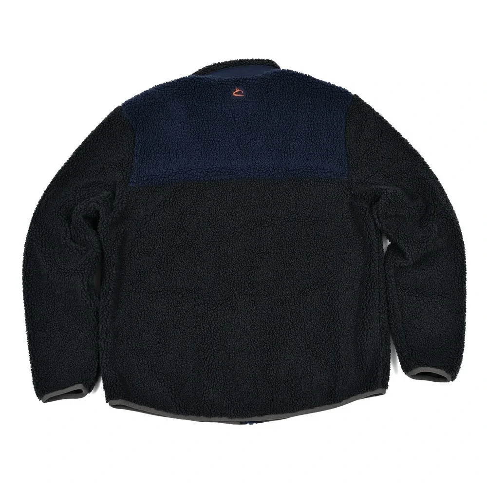 Carbon 2 Cobalt Men's Medium Sherpa Fleece Full Zip Jacket Colorblock Grey Navy